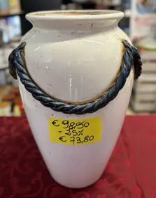 Vaso in ceramica, treccia blu altezza 55cm 