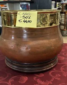 Copri vaso ottone smaltato, altezza cm 30