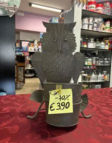 Porta vaso metallo gufo, altezza cm 45