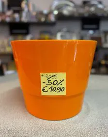 Porta vaso ceramica  arancione, altezza cm 28