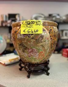 Copri vaso ceramica cinese, altezza cm 40