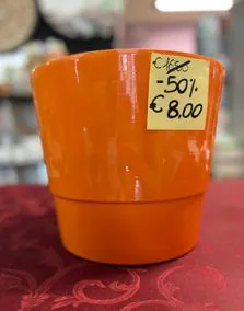 Porta vaso ceramica arancione, altezza cm 24