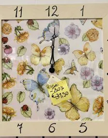 Orologio farfalle legno 49x49 cm