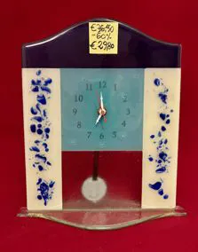 Orologio in vetro azzurro altezza 30cm