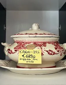 Zuppiera con piatto in ceramica 