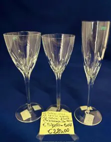 Set calici cristallo De Vence, 12 vino, 12 acqua, 12 flute, 6 liquore