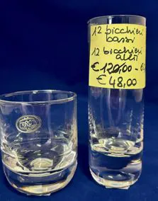 Set bicchieri cristallo RC Cristallerie, 12 alti, 12 bassi