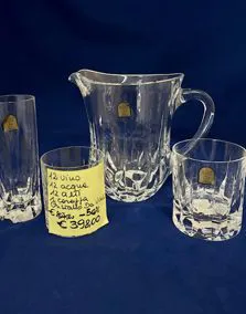 Set bicchieri e caraffa cristallo Da Vinci Crystal, 12 vino, 12 acqua, 12 alti