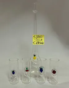 Servizio 4 bicchieri e 1 bottiglia con fantasia frutta 