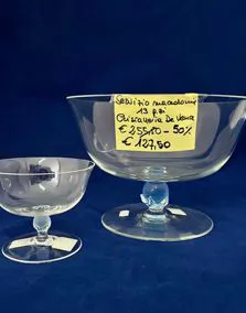 Servizio macedonia cristallo De Vence con decoro azzurro12 coppette e 1 coppa grande