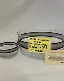 Servizio macedonia cristallo IVAT fascia nera 12 coppette e 1 coppa grande