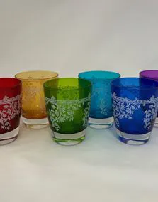 Set 6 bicchieri colorati e decorati 