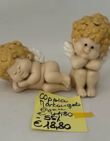 Coppia angeli ceramica EGAN, dimensioni 8 cm