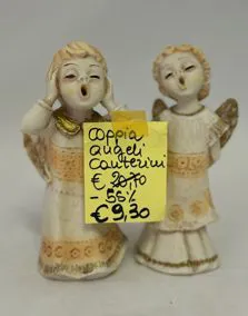 Coppia angioletti ceramica, altezza 13cm