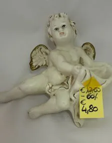 Statua angelo acquasantiera ceramica, altezza 18cm