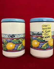 Coppia barattoli ermetici ceramica, altezza 16cm