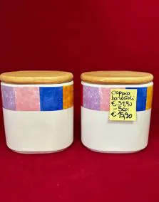 Coppia barattoli ermetici ceramica, altezza 14cm