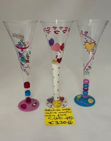 Calici vetro per cocktail decorati 