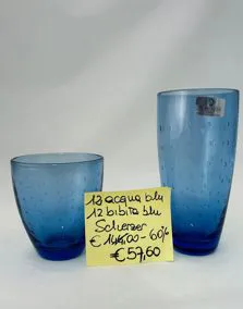 Set bicchieri vetro blu Scherzer, 12 acqua, 12 bibita