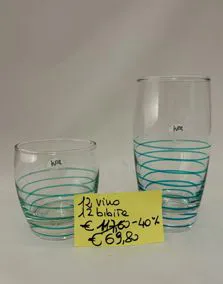 Set bicchieri IVAT decoro azzurro, 12 vino, 12 bibita