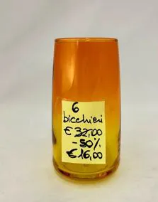 Set 6 bicchieri bibita vetro arancione/giallo