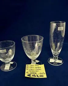 Set calici cristallo Scherzer, 12 vino, 12 acqua, 12 flute