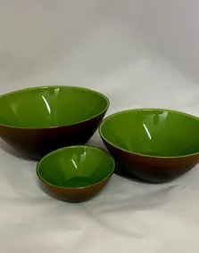 Coppe plastica Guzzini verde/marrone, Ø 12.5cm - 20cm- 25cm