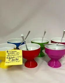 Set 6 coppe gelato porcellana con cucchiaino