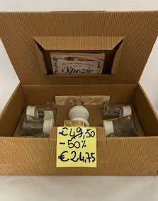 Box spezie: 6 contenitori, macinaspezie, ricettario