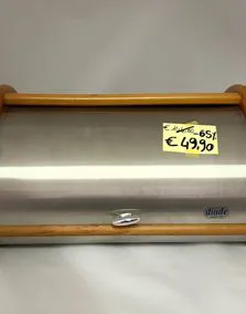 Portapane acciaio/legno, lunghezza 40cm