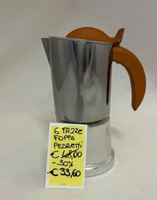 Moka acciaio Foppapedretti 6 tazzine