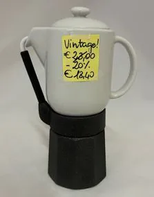 Moka alluminio con caffettiera porcellana 6 tazzine