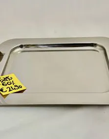 Vassoio acciaio con manici decorati, 36x26.5 cm