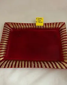Vassoio vetro rosso, 39x29 cm