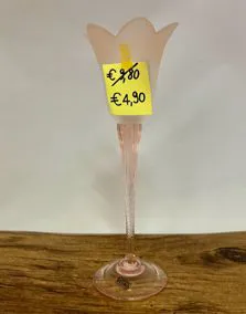Candeliere vetro Murano rosa, altezza 22cm