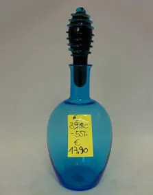 Bottiglia vetro blu, altezza 21cm