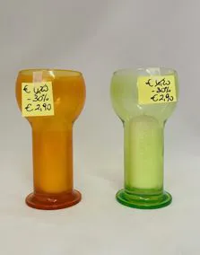 Porta candele vetro, altezza 16cm disponibile verde e arancione