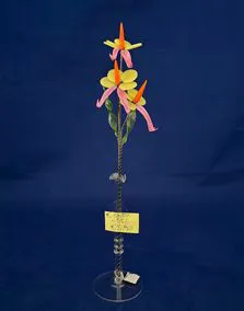 Vaso con fiori in vetro, altezza 30cm