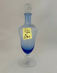 Bottiglia vetro blu, altezza 28cm