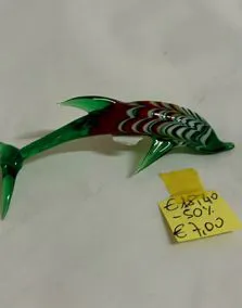 Delfino vetro di Murano, lunghezza 10cm