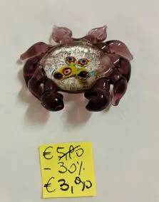 Granchio vetro di Murano, lunghezza 6cm