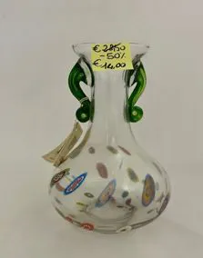 Vaso in vetro decorato, altezza 24cm
