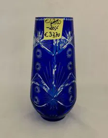 Vaso in vetro blu, altezza 28cm