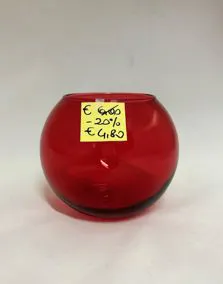 Porta candela vetro rosso, altezza 11cm