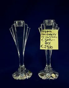 Coppia candelieri cristallo Bohemia, altezza 18cm