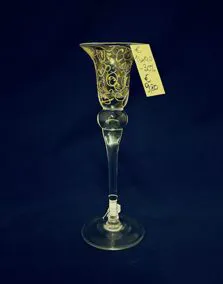 Candeliere vetro dipinto, altezza 21cm