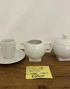 Set 12 tazzine caffè con piattino, zuccheriera e lattiera porcellana