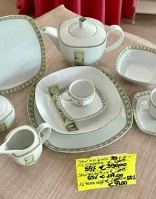 Servizio piatti 39 pezzi + 12 coppette + servizio the 9 pezzi + 12 tazzine caffè porcellana