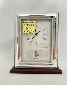 Orologio pendolo argento 18x25cm