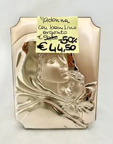 Madonna con bambino argento 17x24cm